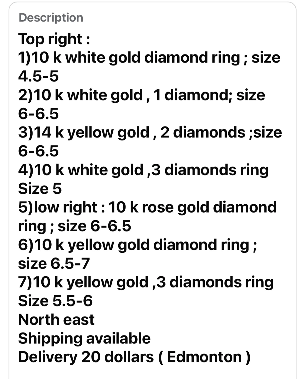 10-14 k rings -210 dollars each - photo 3