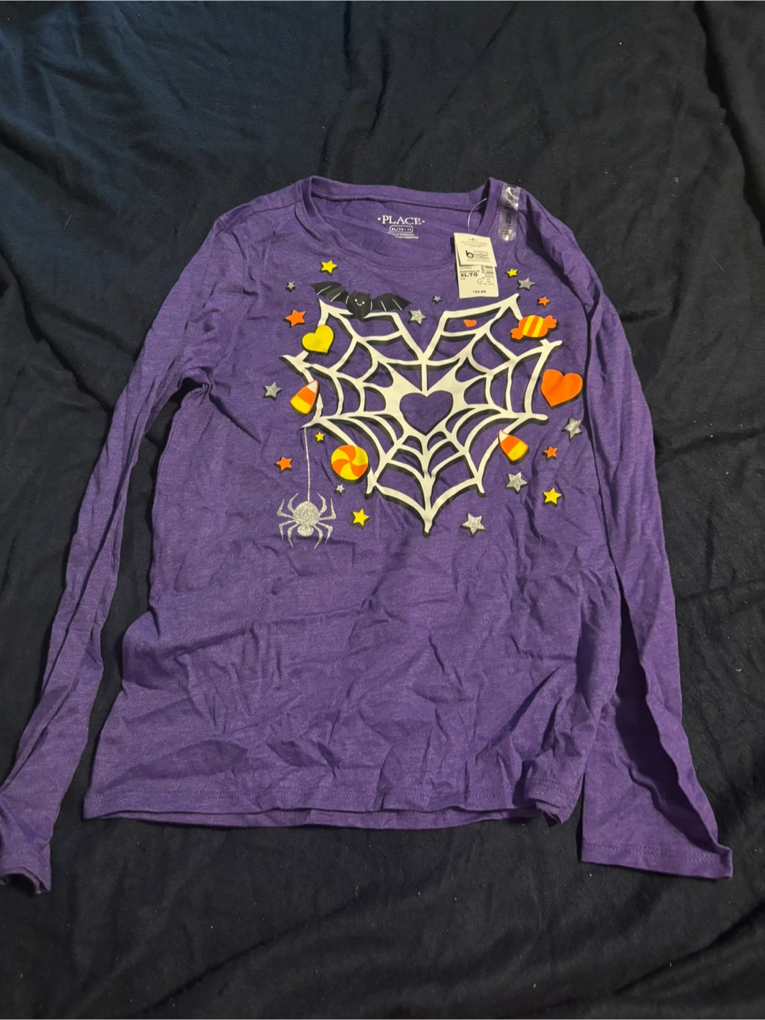 Children's Place Halloween Shirt Purple XL (14)