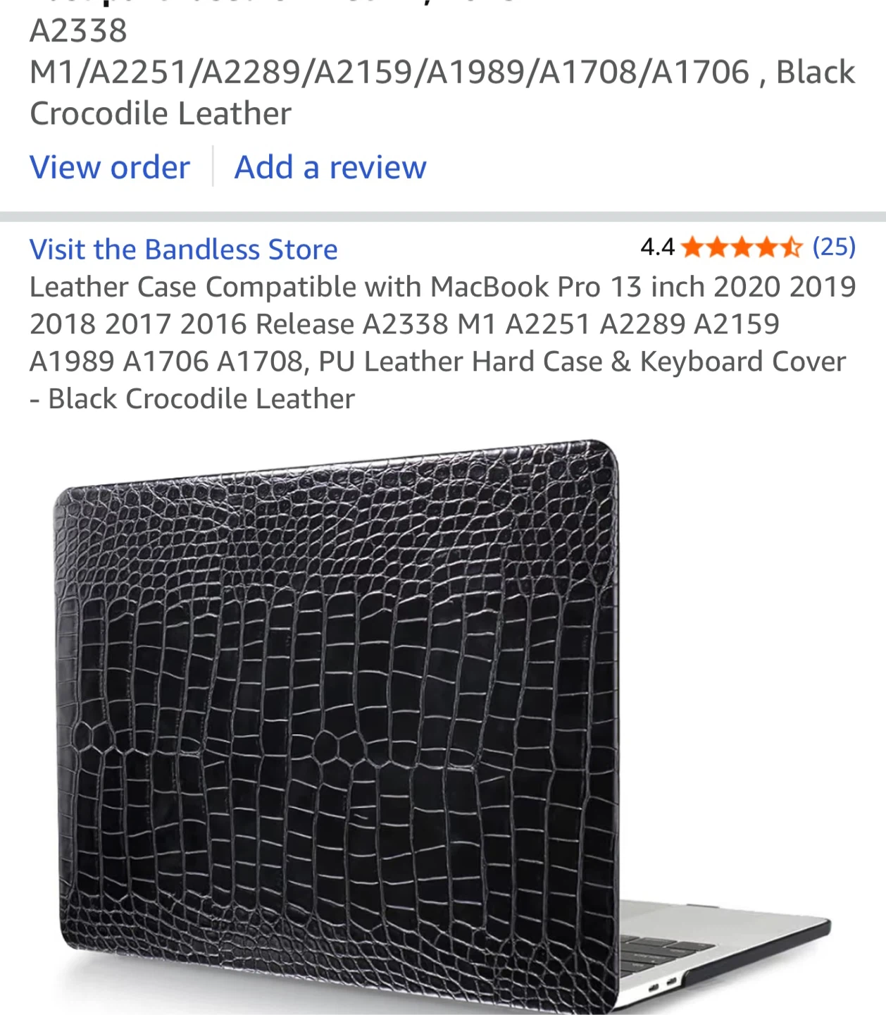 New Black Croc Leather Case for Macbook Air 15 - photo 3