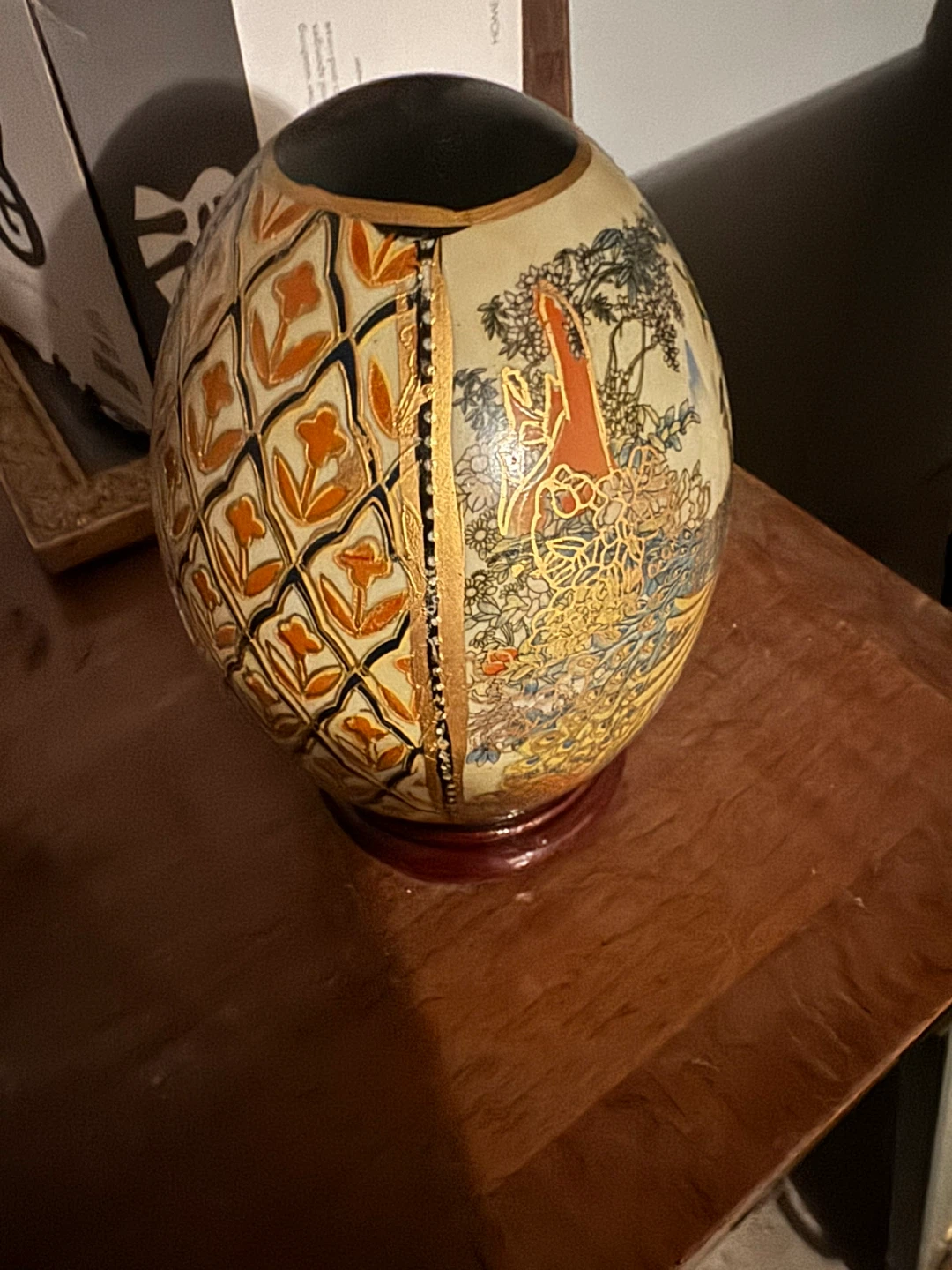 Decorative Egg SATUMO Porcelain China Egg with Wooden  Stand - photo 2