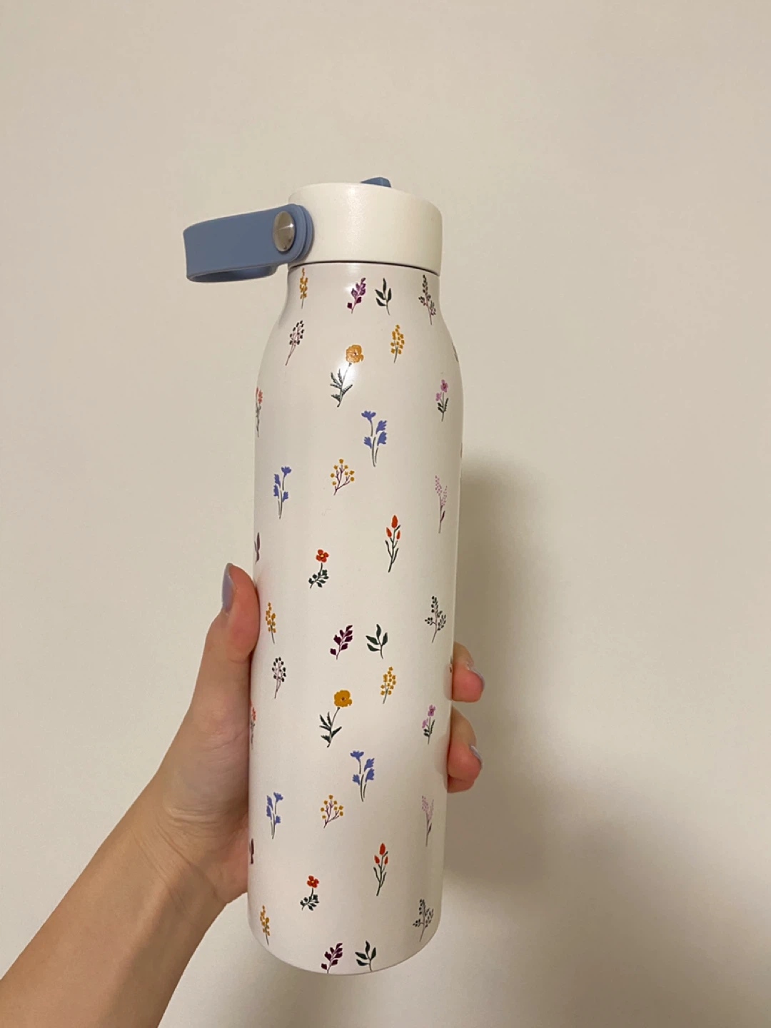 NEW Indigo Floral Water Bottle with Straw