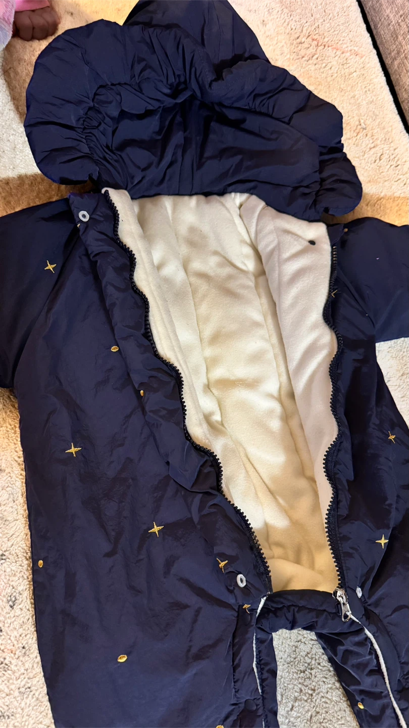 Navy Blue Baby Snowsuit with Stars - photo 3