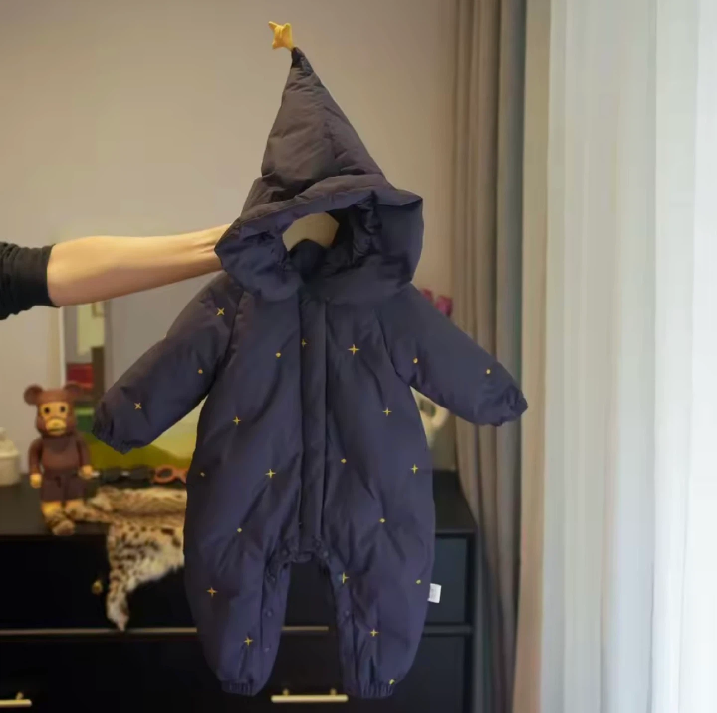 Navy Blue Baby Snowsuit with Stars