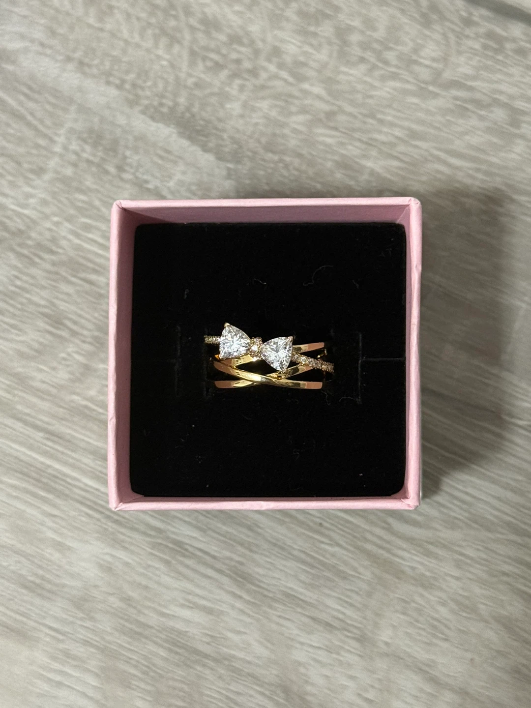 Pandora Gold Plated Sparkling Bow Ring