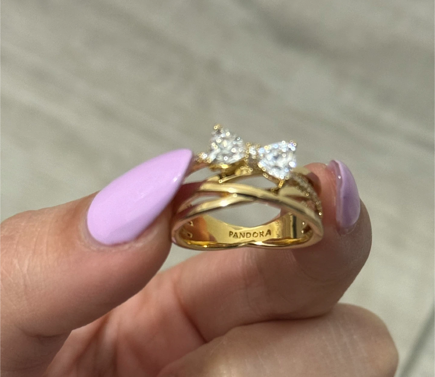 Pandora Gold Plated Sparkling Bow Ring - photo 2