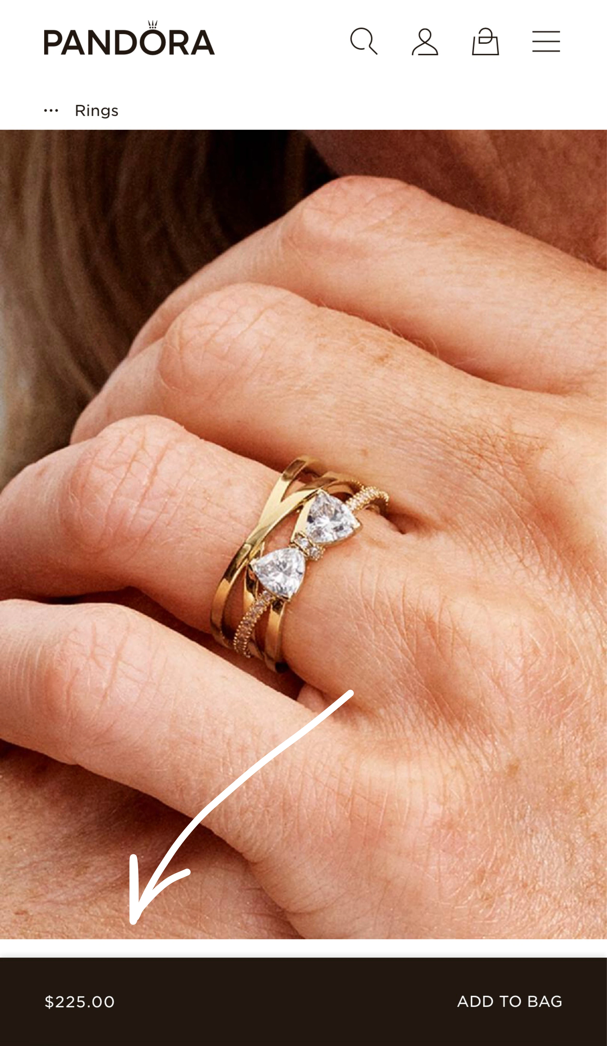 Pandora Gold Plated Sparkling Bow Ring - photo 3