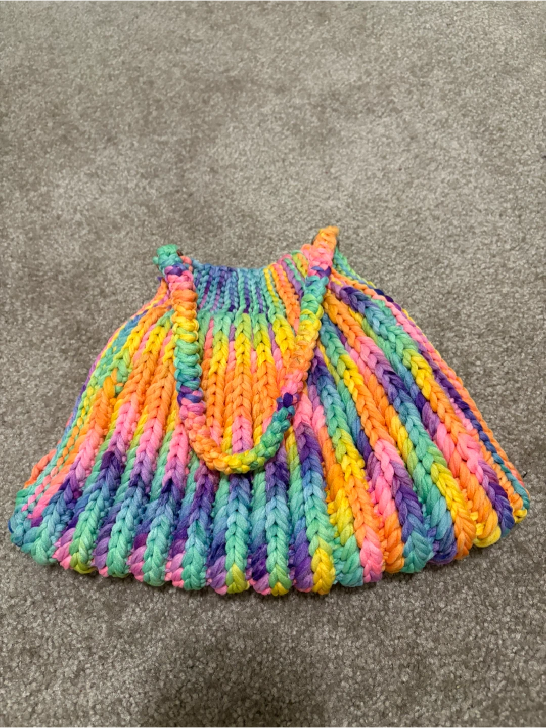 Handmade Knitted Shoulder Bag - Rainbow