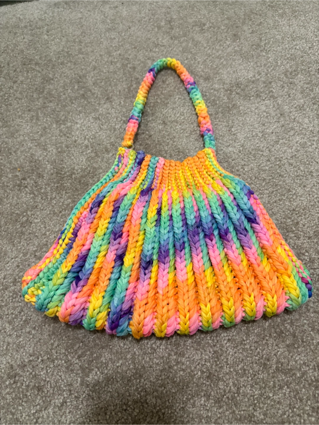 Handmade Knitted Shoulder Bag - Rainbow - photo 2