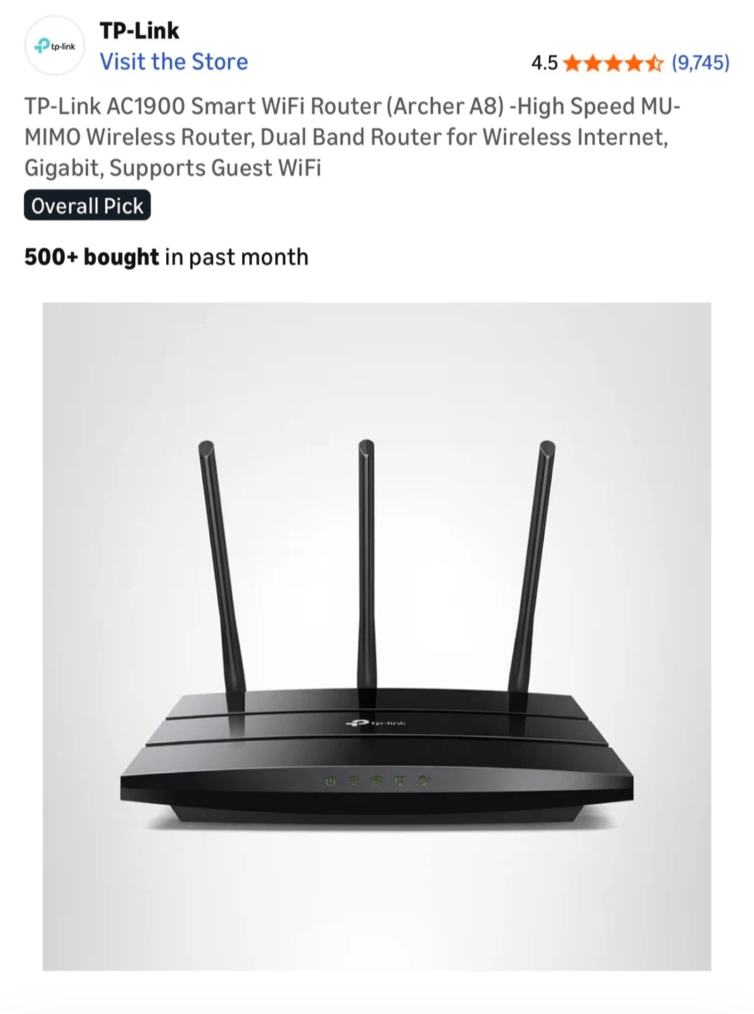 🥕 TP-Link AC1900 WiFi 5 Router Archer A8