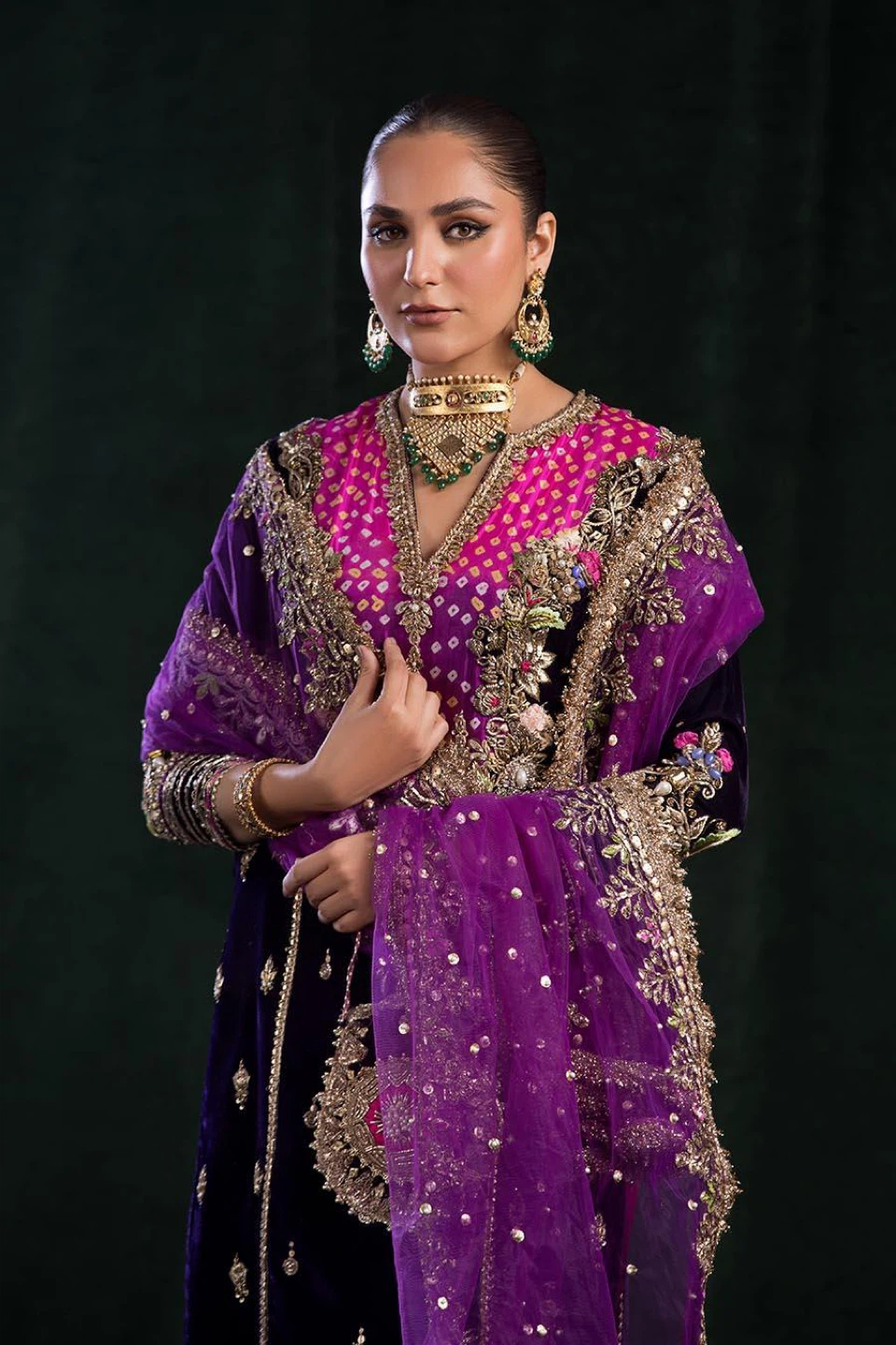 Purple Velvet Embroidered Salwar Kameez - photo 3