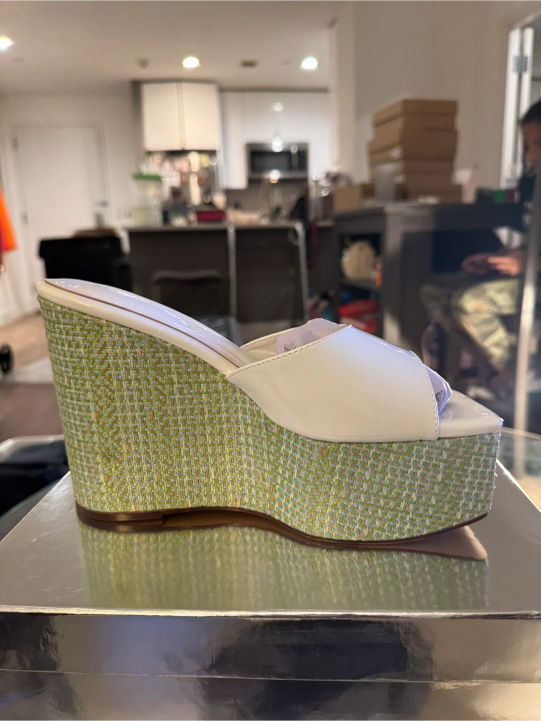 Azalea Wang Chandria White Wedge Heels - Size 7.5 - photo 5