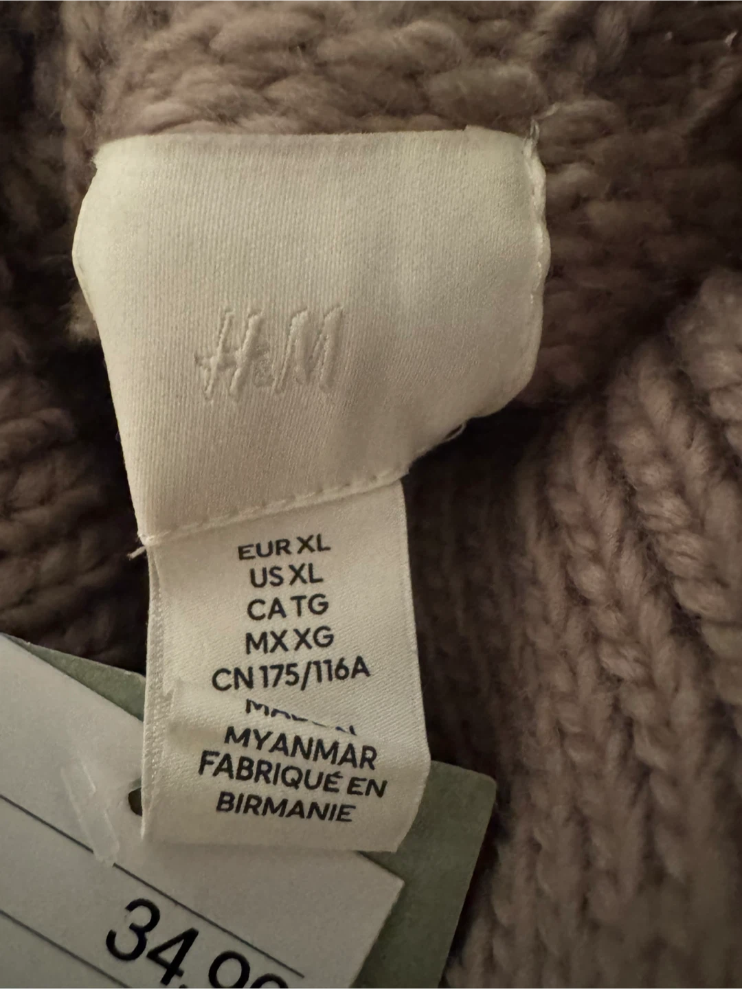 H&M Beige Knit Turtleneck - XL - photo 2