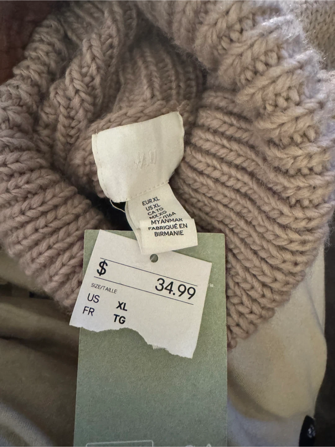 H&M Beige Knit Turtleneck - XL