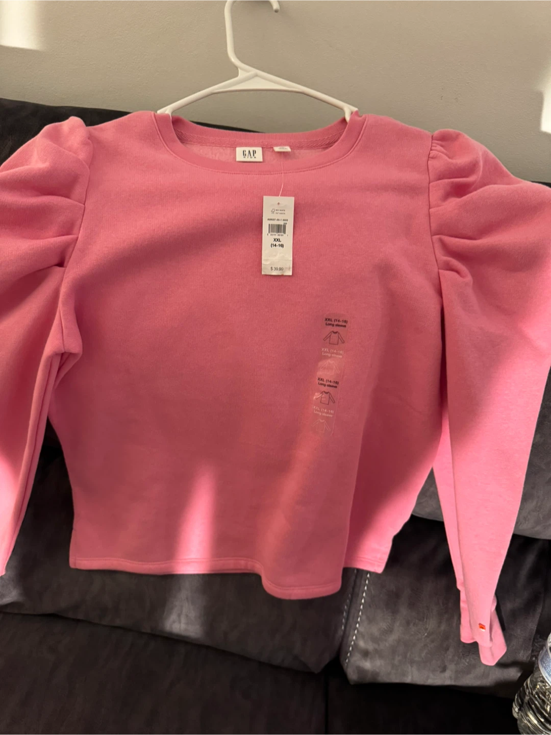 GAP Kids Pink Puff Sleeve Sweatshirt - XXL (14-16)
