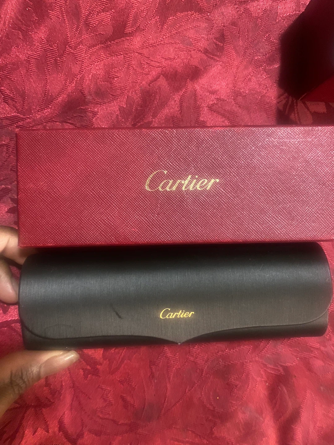 Diamond cut cognac Cartier Sunglasses with Case