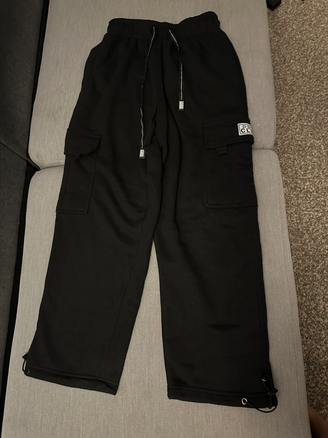 Pro Club Black Cargo Sweatpants - Size S - photo 3