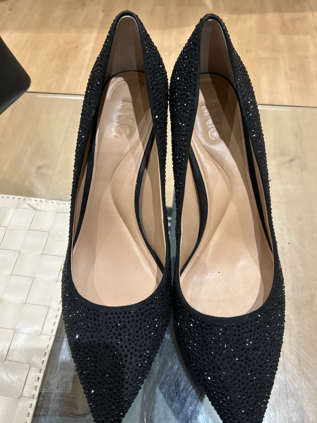INC Black Embellished Heels
