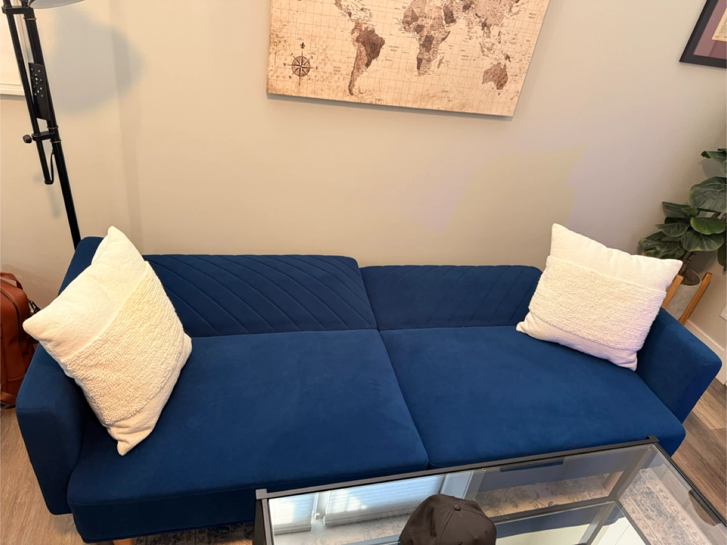 Blue Velvet Modern Sofa - photo 2