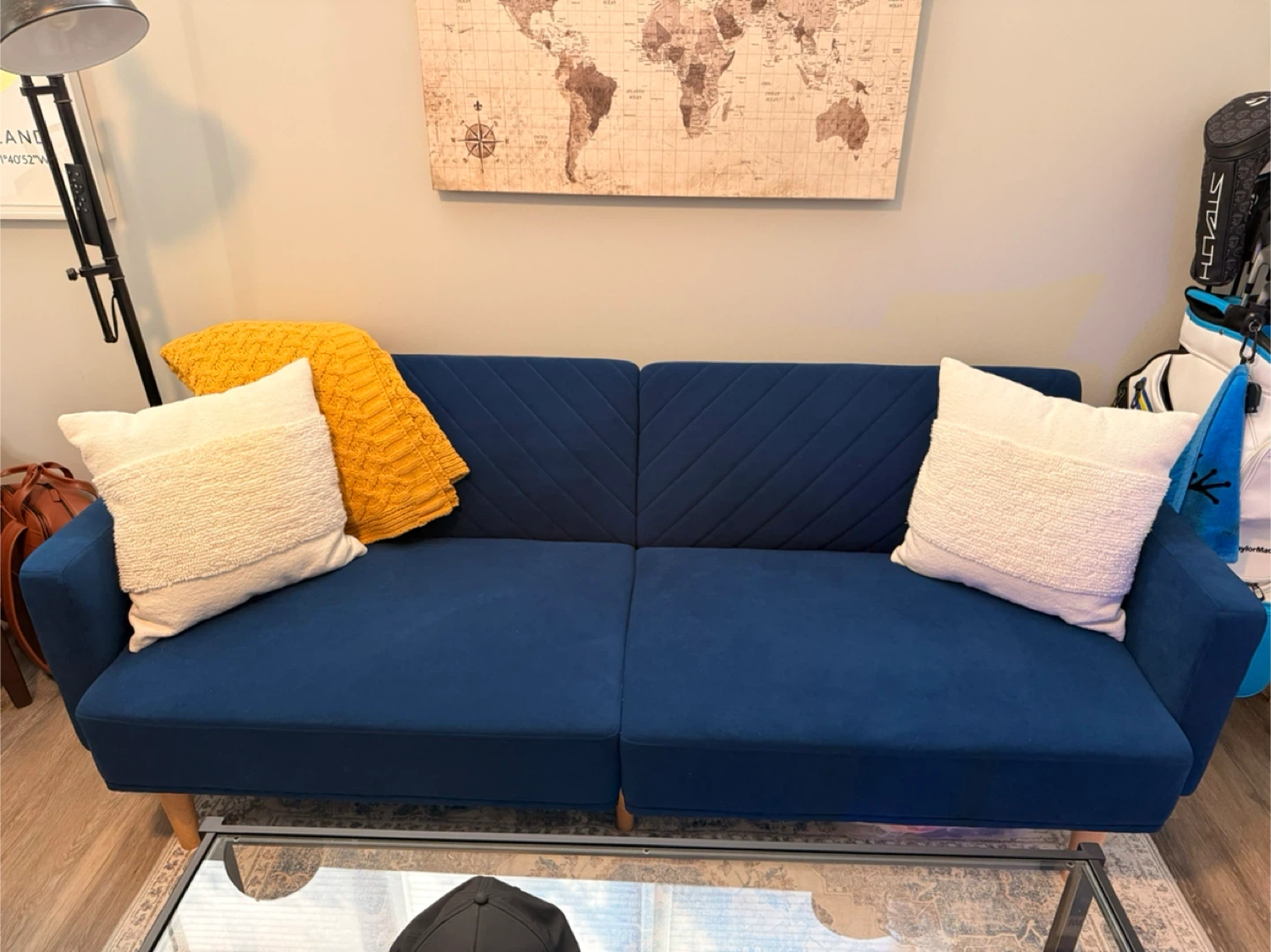 Blue Velvet Modern Sofa