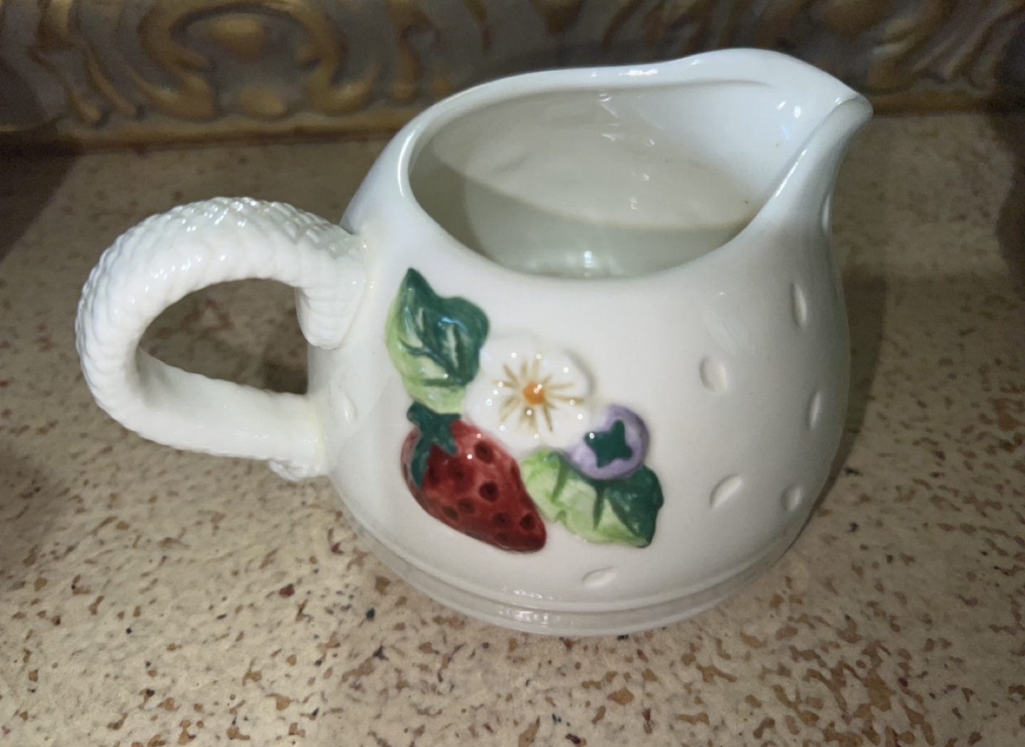 Ceramic Creamer Pitcher with Strawberry Design