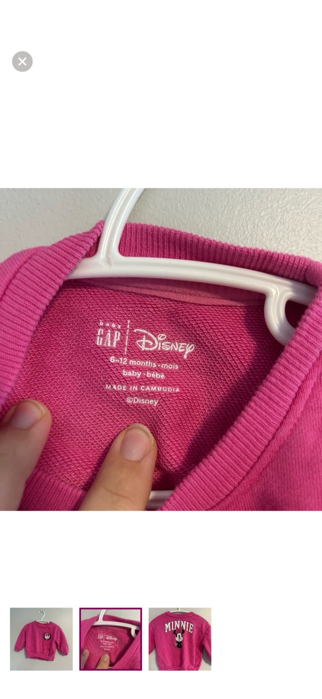 Gap Baby Disney Minnie Mouse Pink Sweatshirt 6-12 Months - photo 2