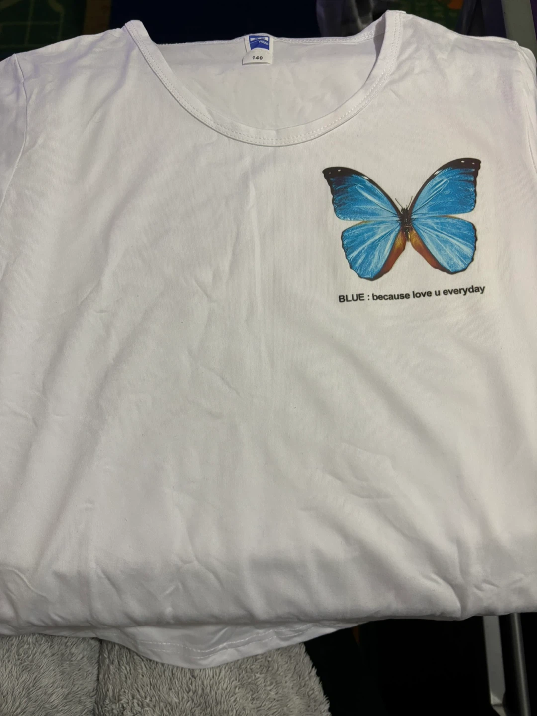 Custom made White T-shirt with Blue Butterfly 🧡 - photo 2