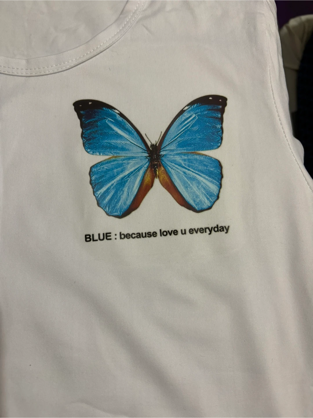 Custom made White T-shirt with Blue Butterfly 🧡 - photo 4