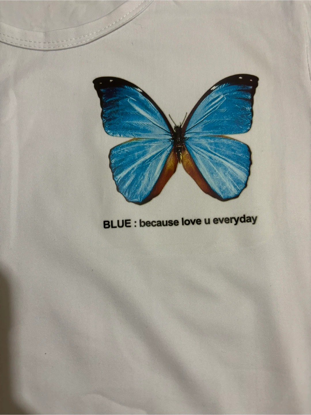Custom made White T-shirt with Blue Butterfly 🧡 - photo 3