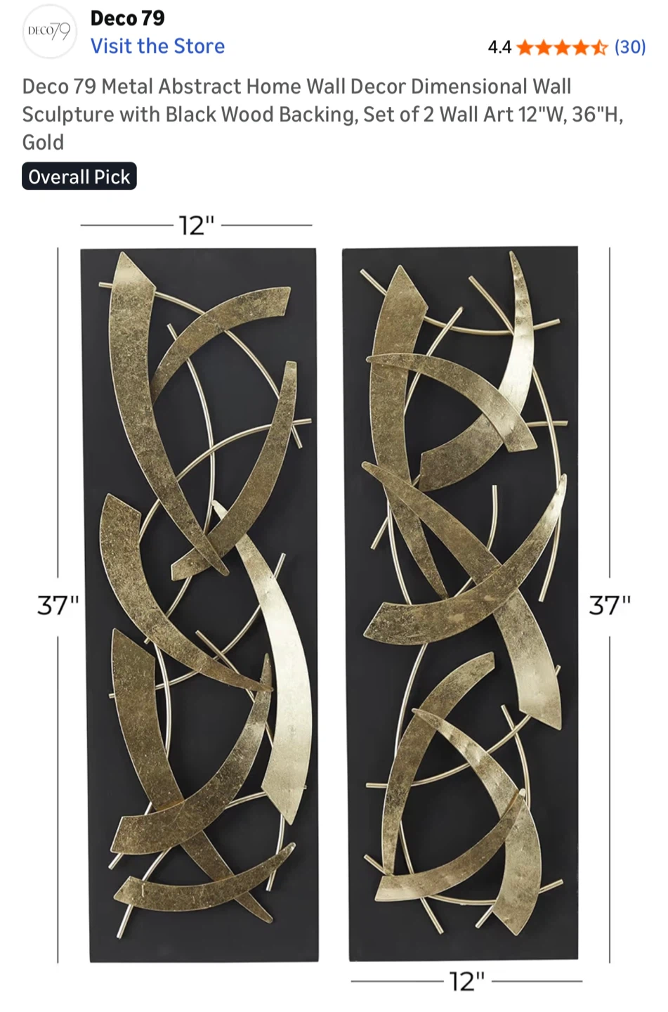 $65 Brand New Deco 79 Metal Abstract Wall Decor - Set of 2 - photo 2