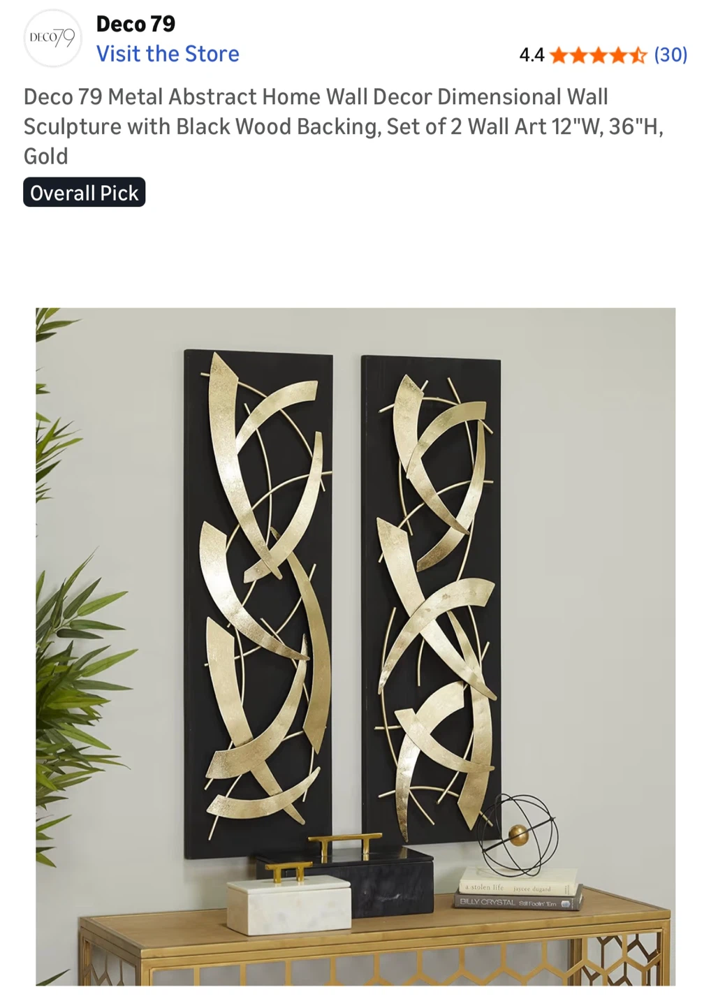 $65 Brand New Deco 79 Metal Abstract Wall Decor - Set of 2