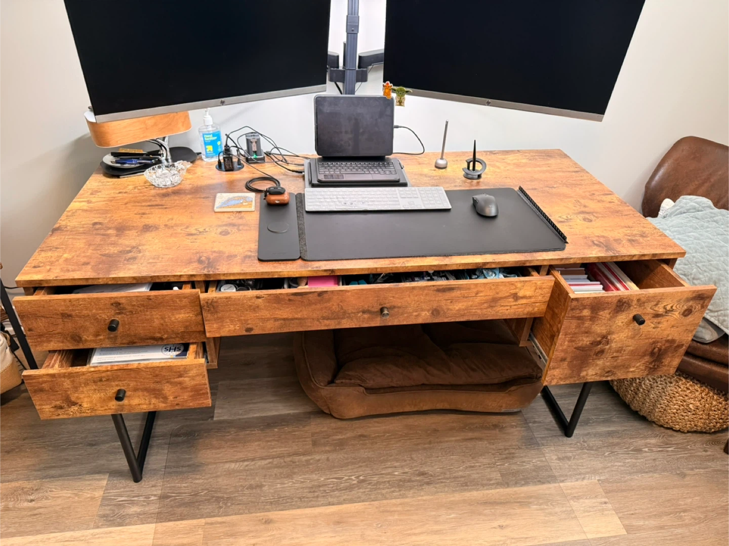 Rustic Brown Wooden Desk - photo 2