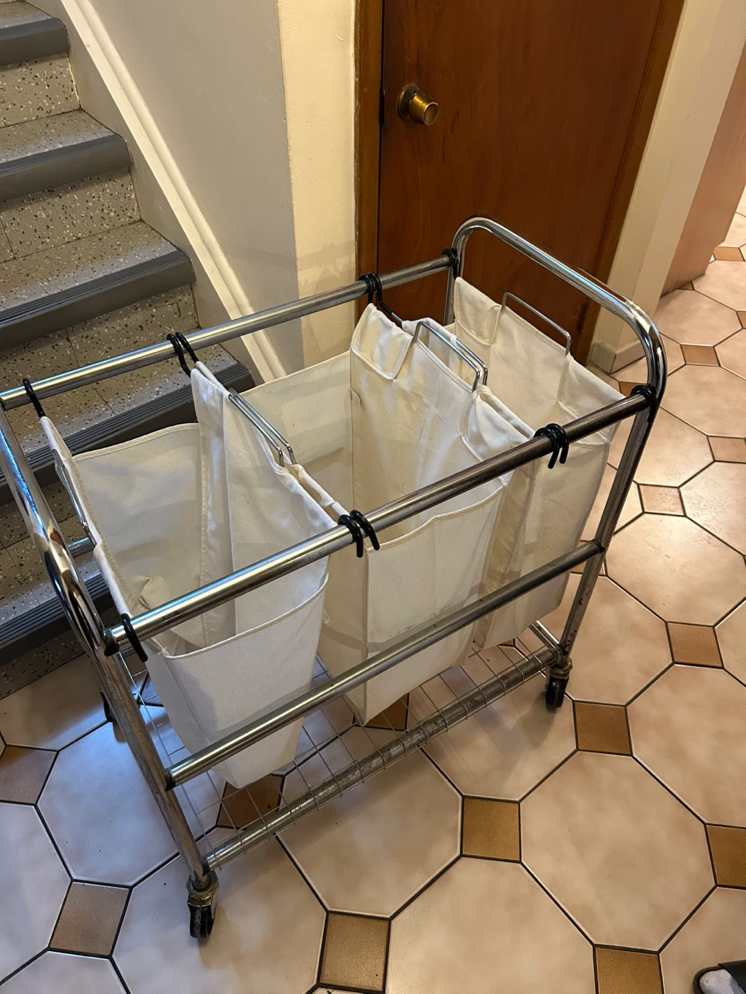 Triple Laundry Sorter Cart