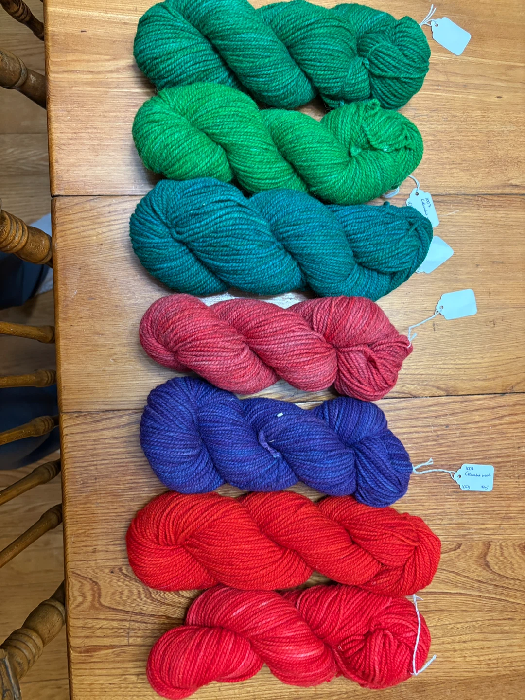 Hand-dyed Columbia Wool Yarn, 100g