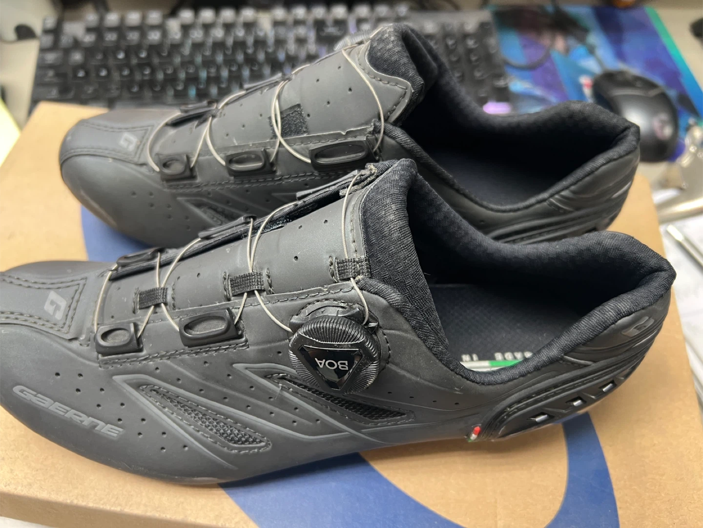 Gaerne Carbon G.TORNAO ESSENTIAL BLACK Road Bike Shoes- Size 40D