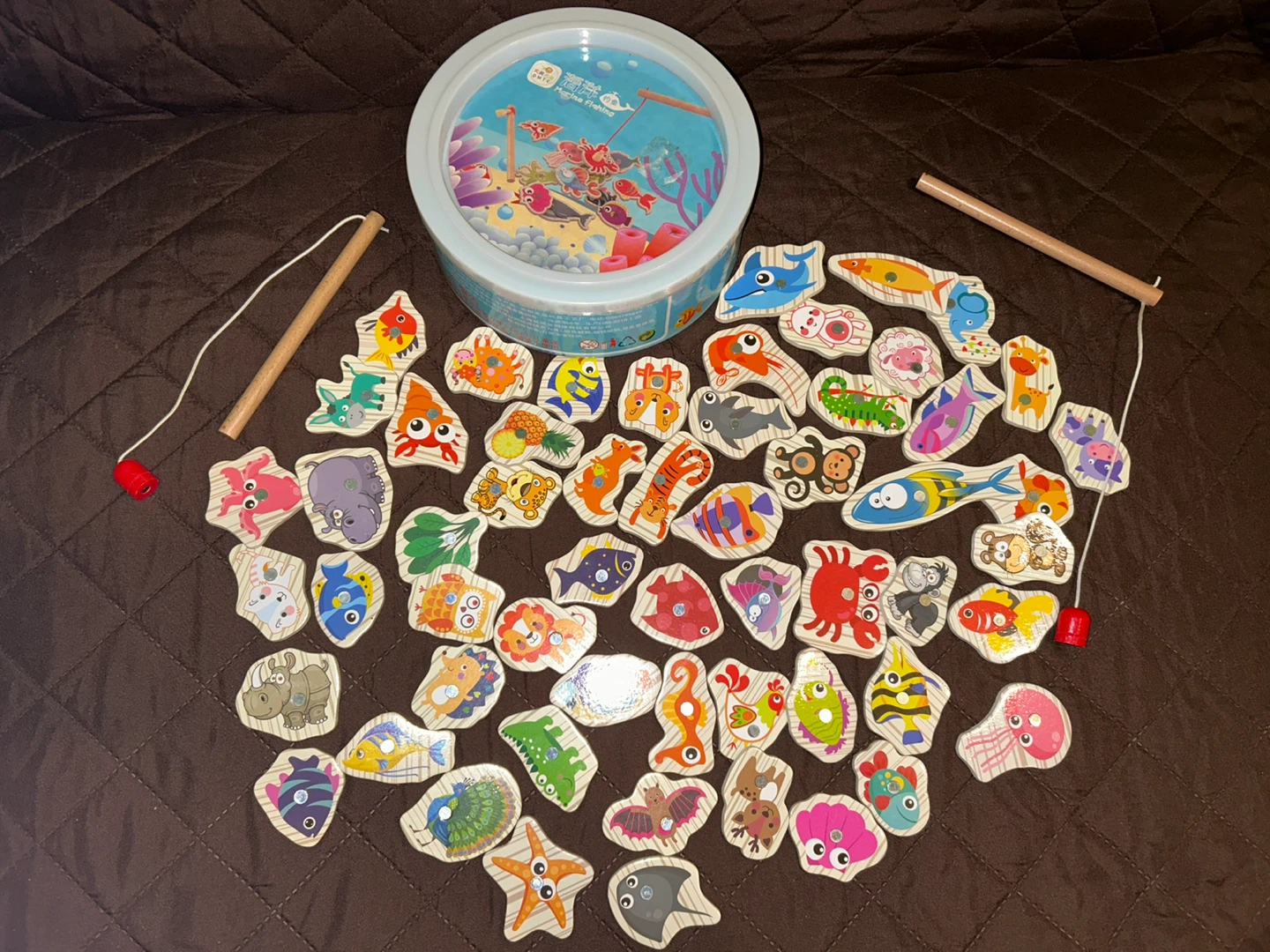 Montessori Wooden Fishing toy 57 pieces 🥕