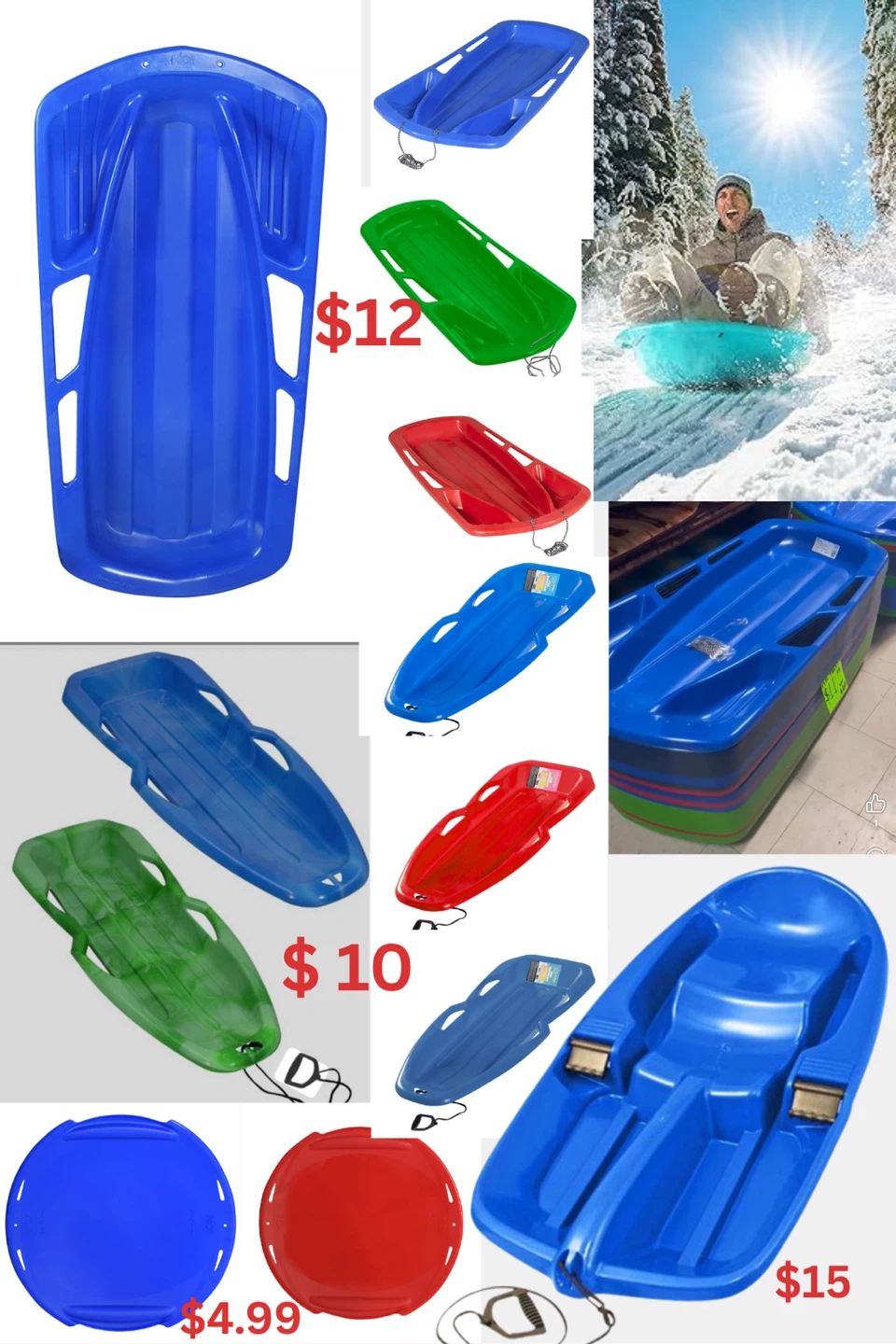 Blue Plastic Toboggan Sled - photo 2