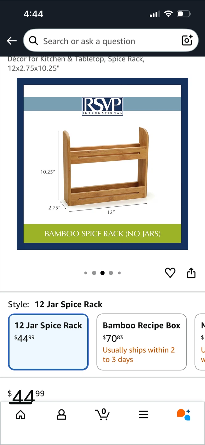 RSVP International Bamboo Spice Rack