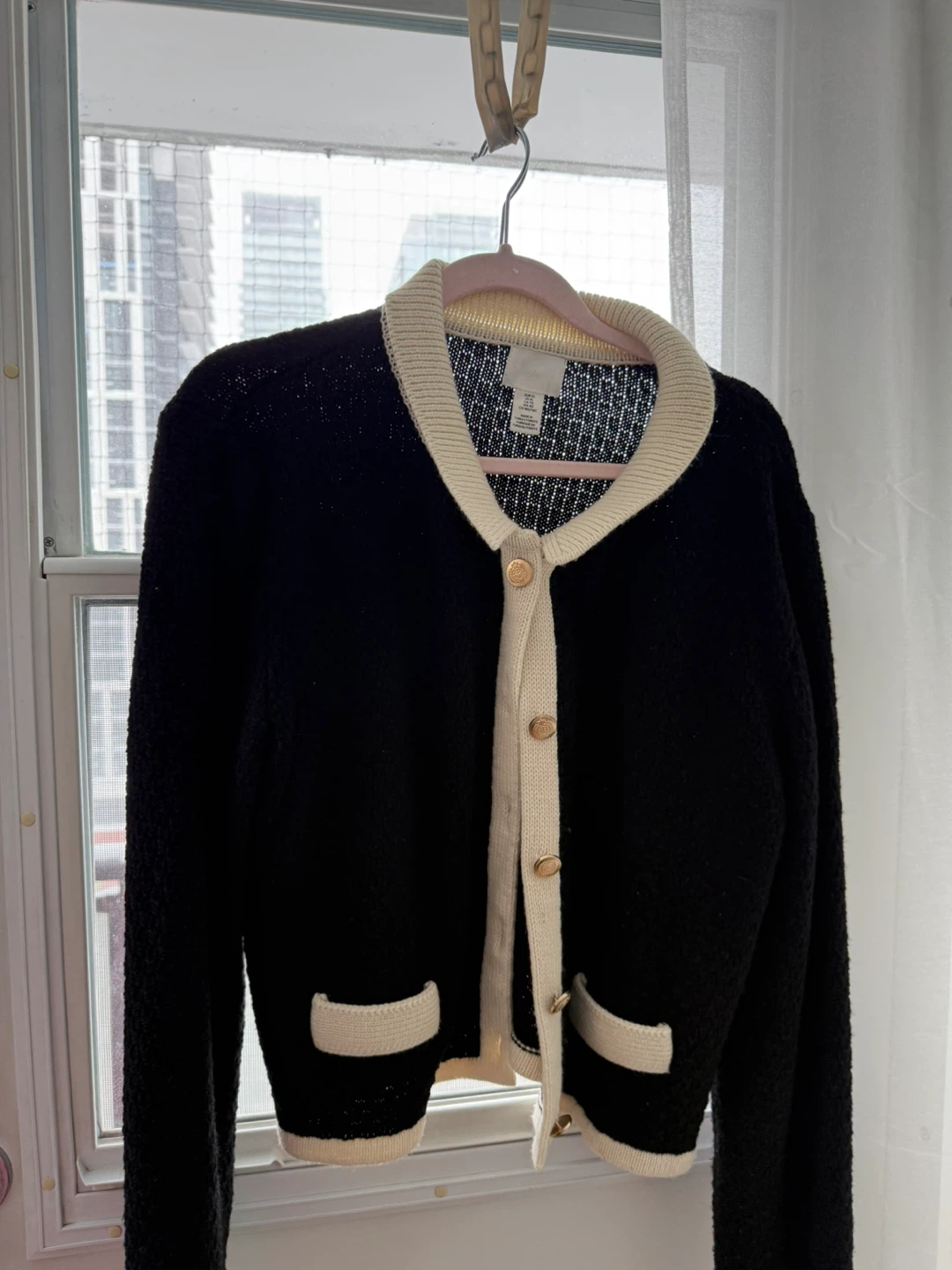 H&M Black & Cream Cardigan - Size XL