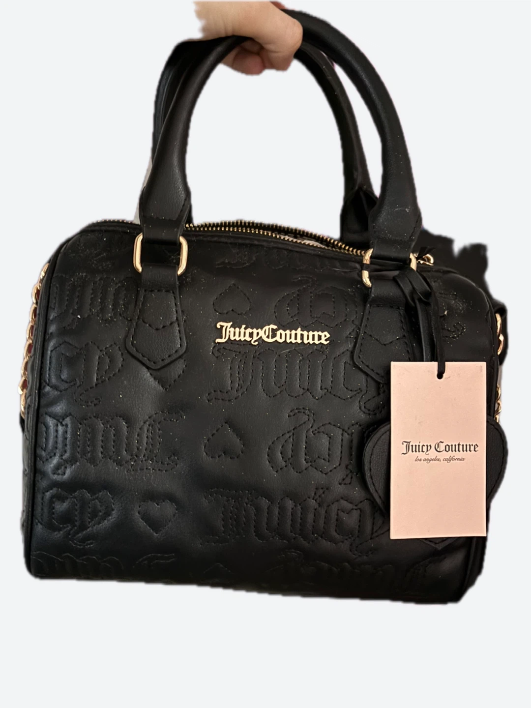 Juicy Couture Black Embossed Barrel Satchel