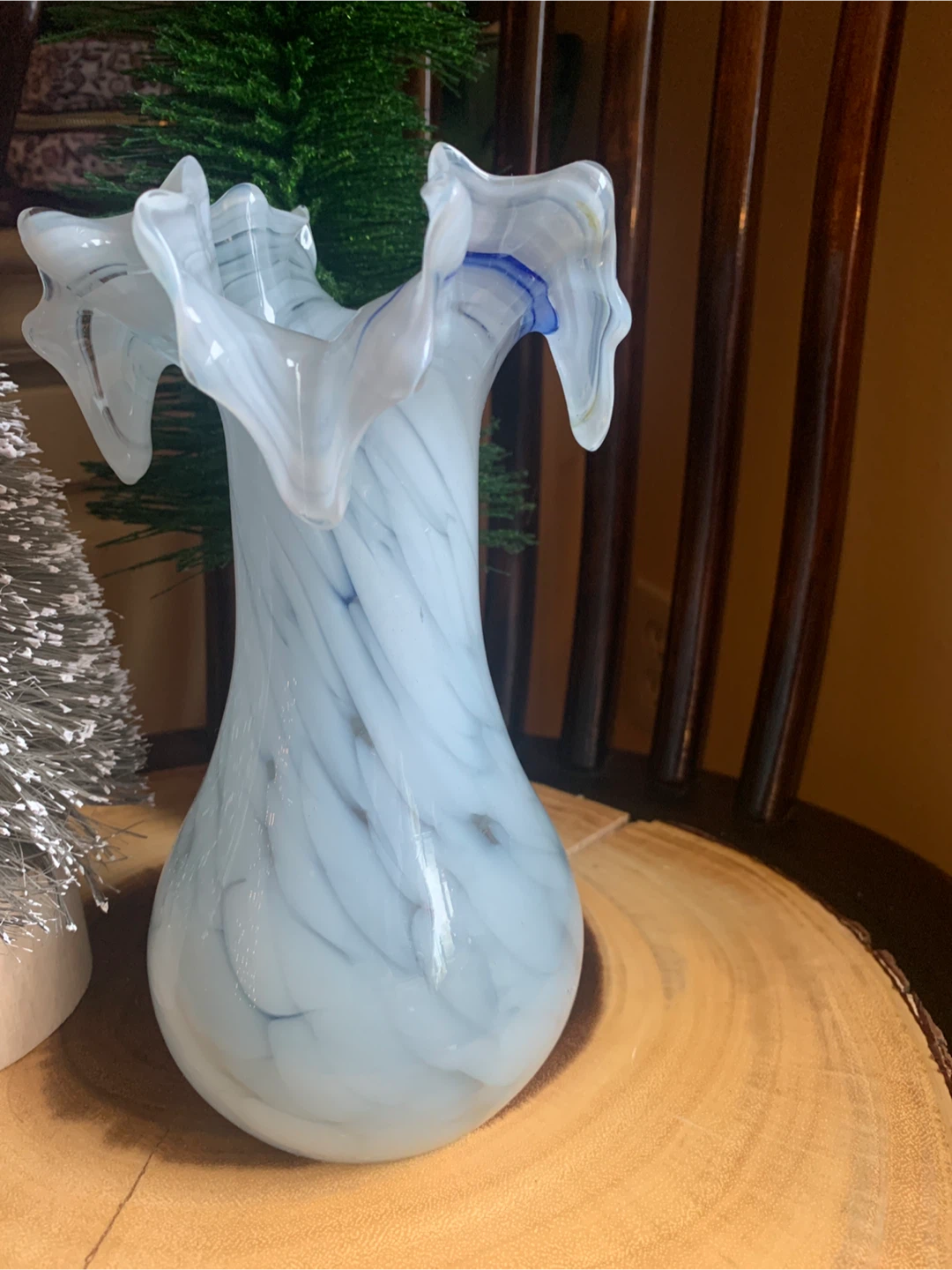 Blue & White Handblown Art Glass Vase🥕 - photo 5