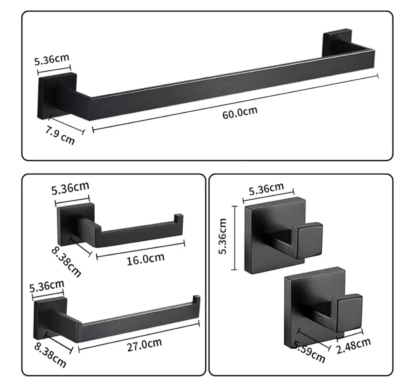 Matte Black Bathroom Hardware Set - 5 Piece