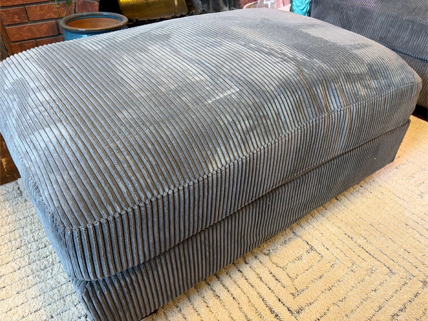 Corduroy Ottoman - Grey