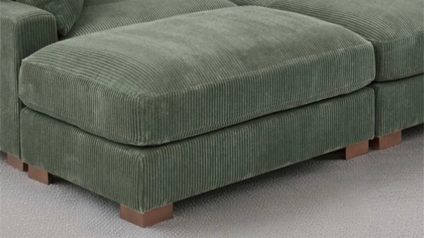 Corduroy Ottoman - Grey - photo 2