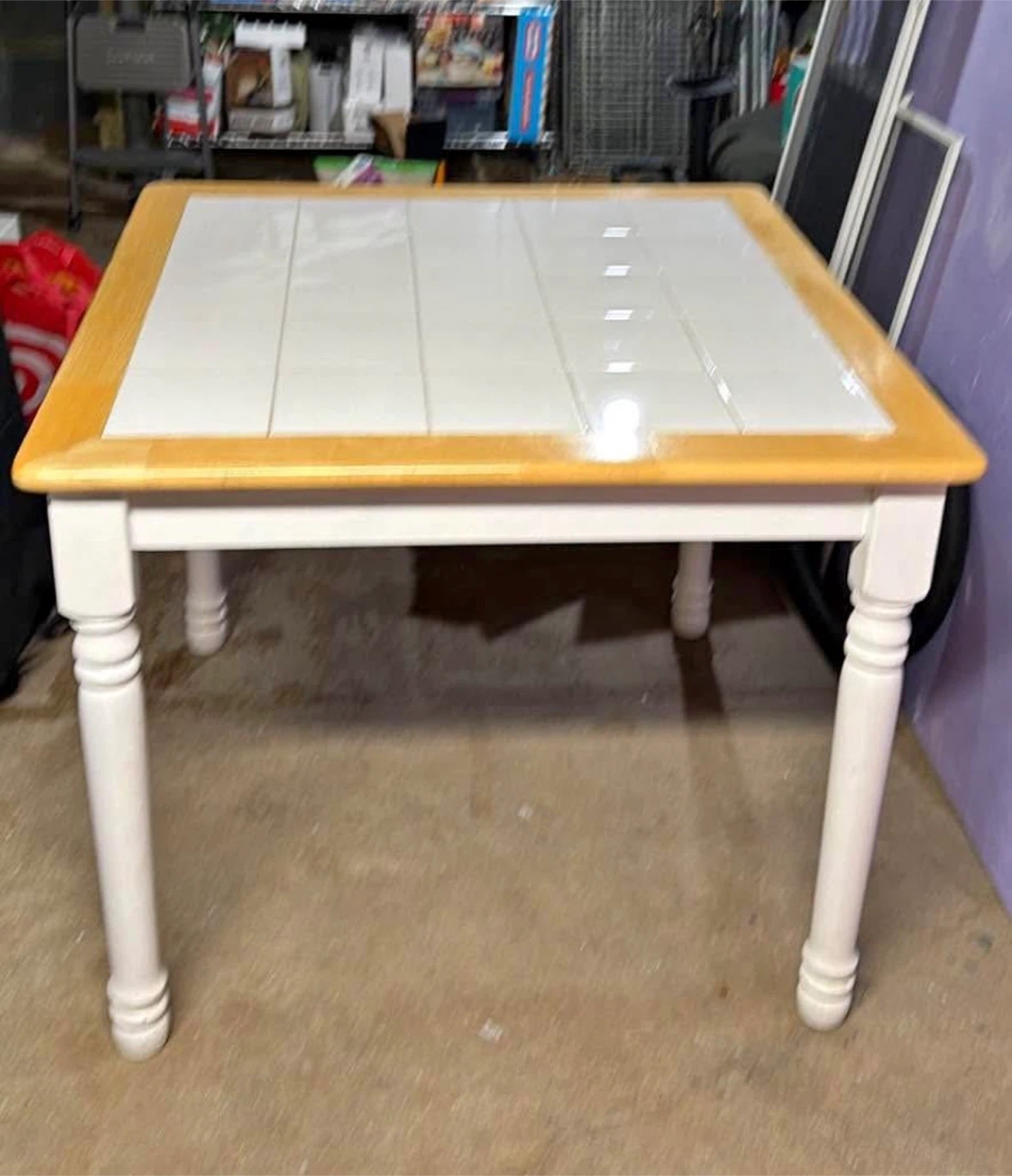 Square Dining Table - Wood & White