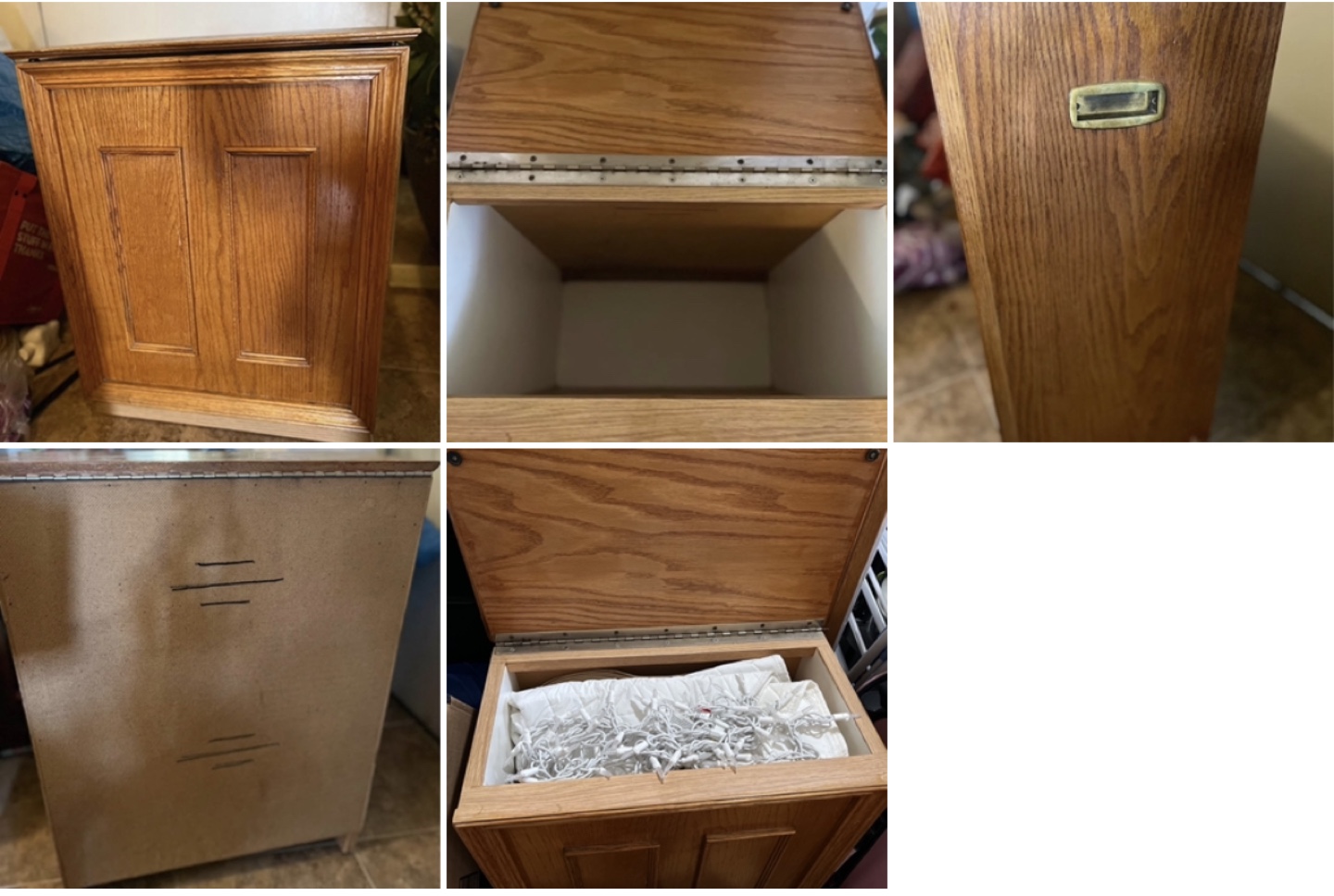 Vintage-Oak Wood Laundry Hamper