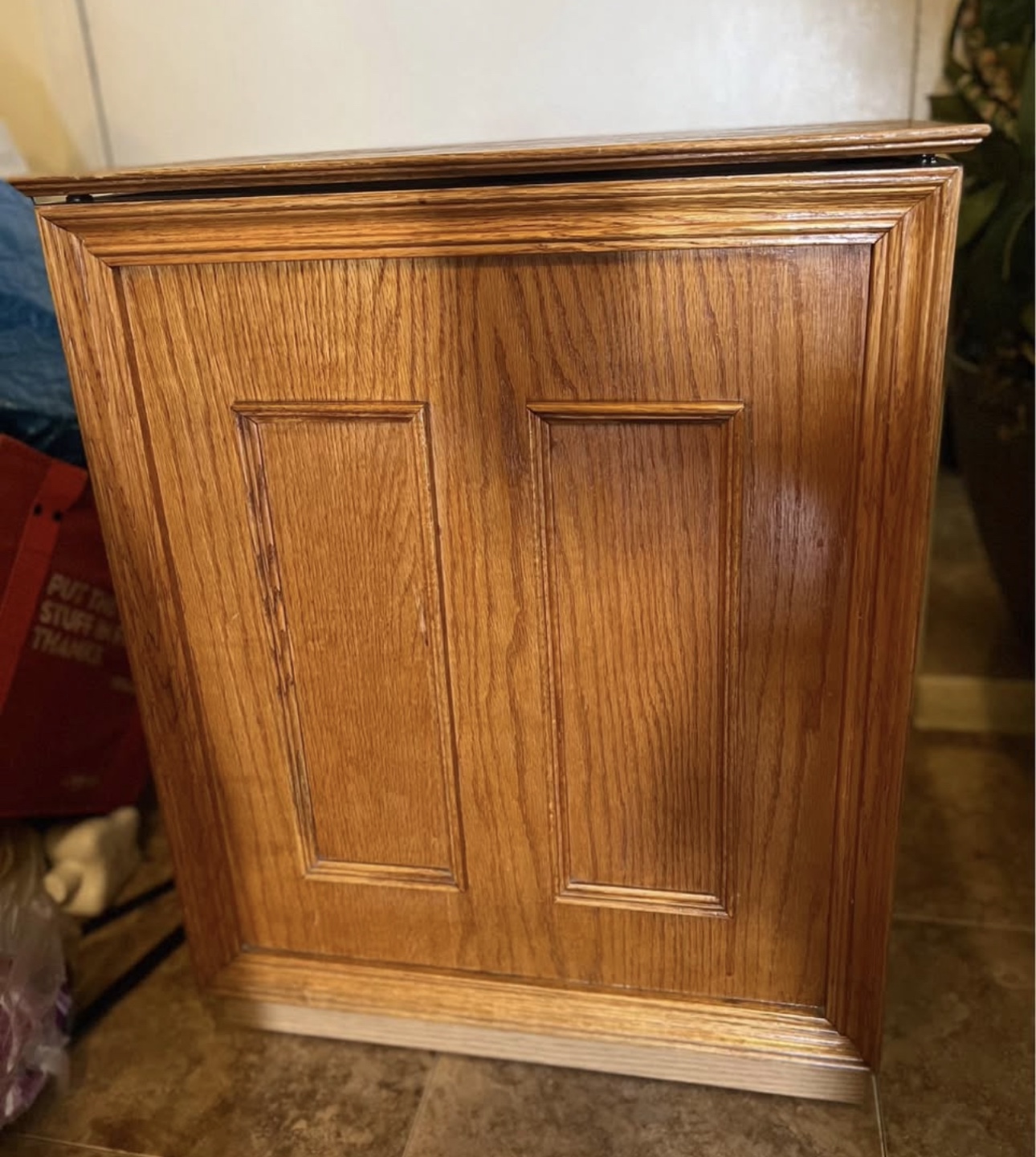 Vintage-Oak Wood Laundry Hamper - photo 2
