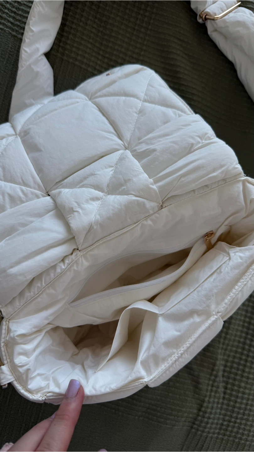 Puffer waterproof crossbody shoulder bag white - photo 2