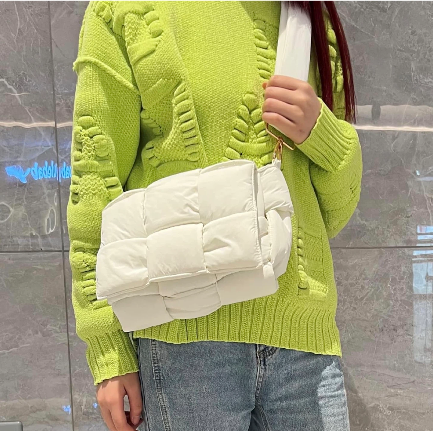Puffer waterproof crossbody shoulder bag white - photo 3