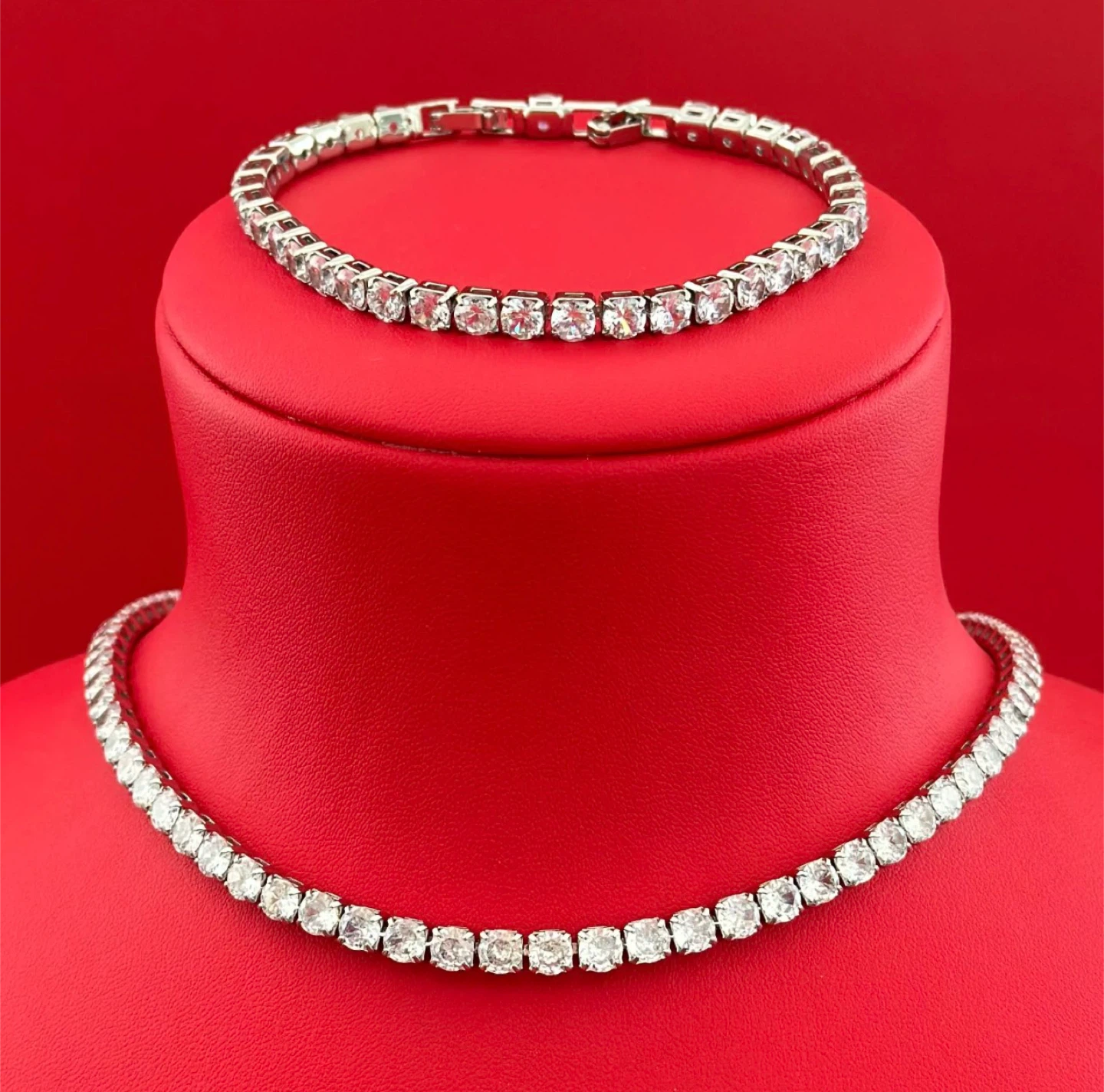 Tennis Necklace and Bracelet Set