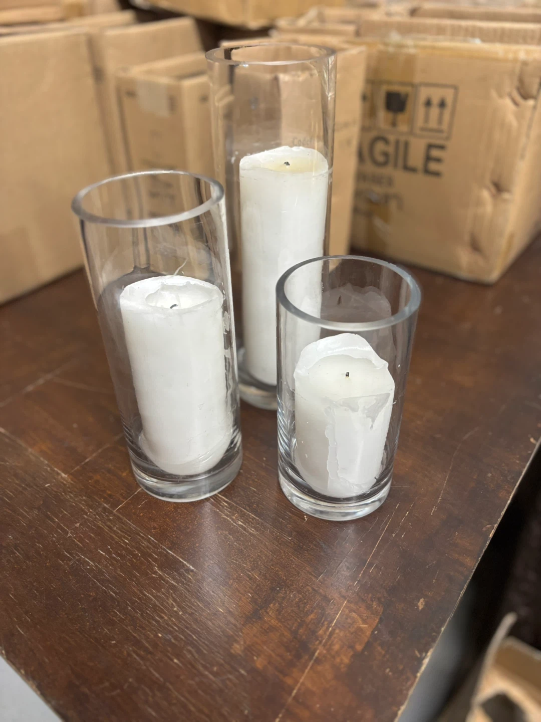 Candle Holders with Candles (Set of 3)